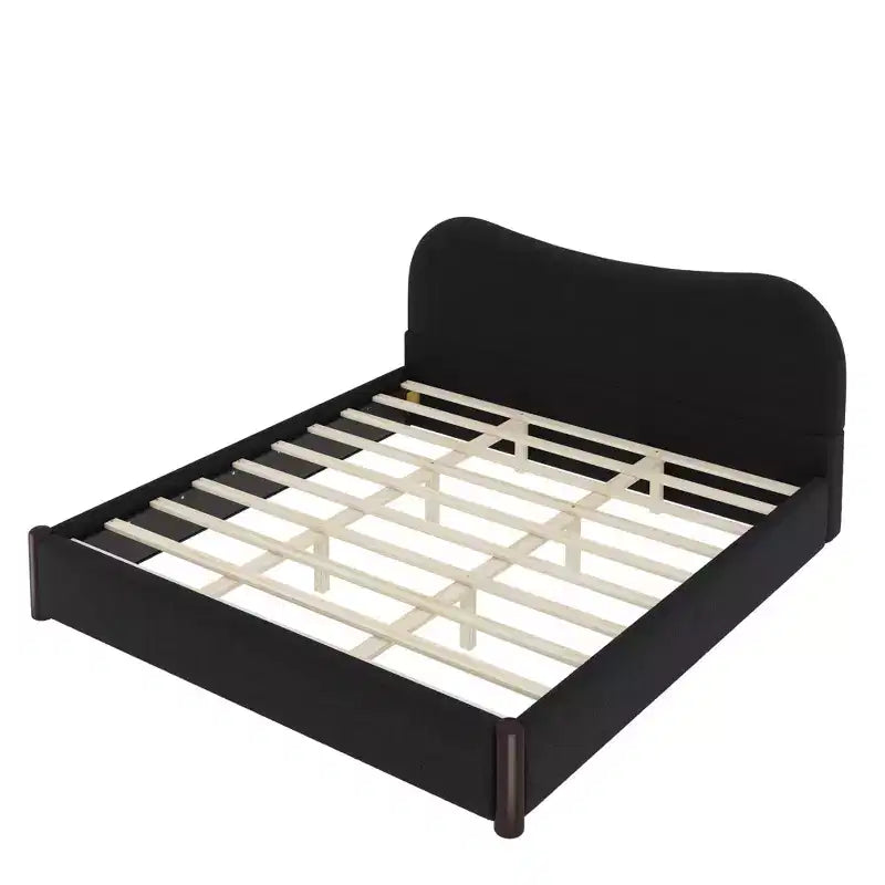 Lit plateforme rembourré avec structure de soutien en bois