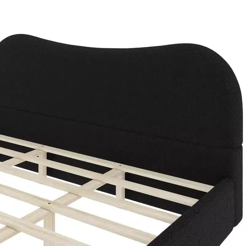 Lit plateforme rembourré avec structure de soutien en bois