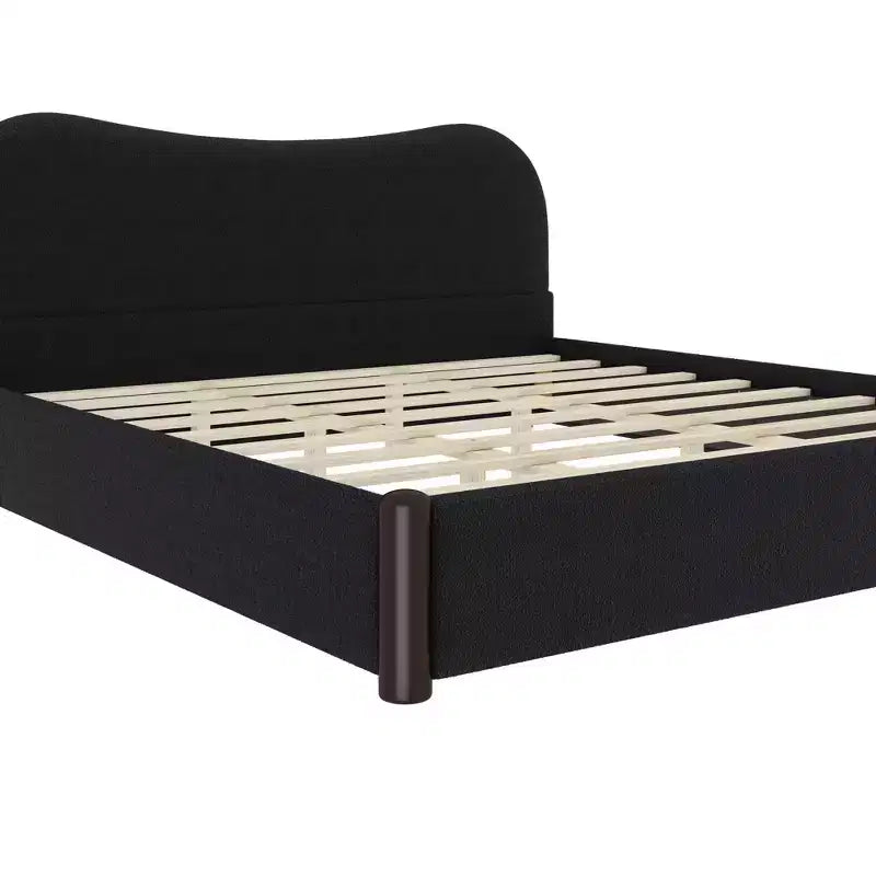 Lit plateforme rembourré avec structure de soutien en bois