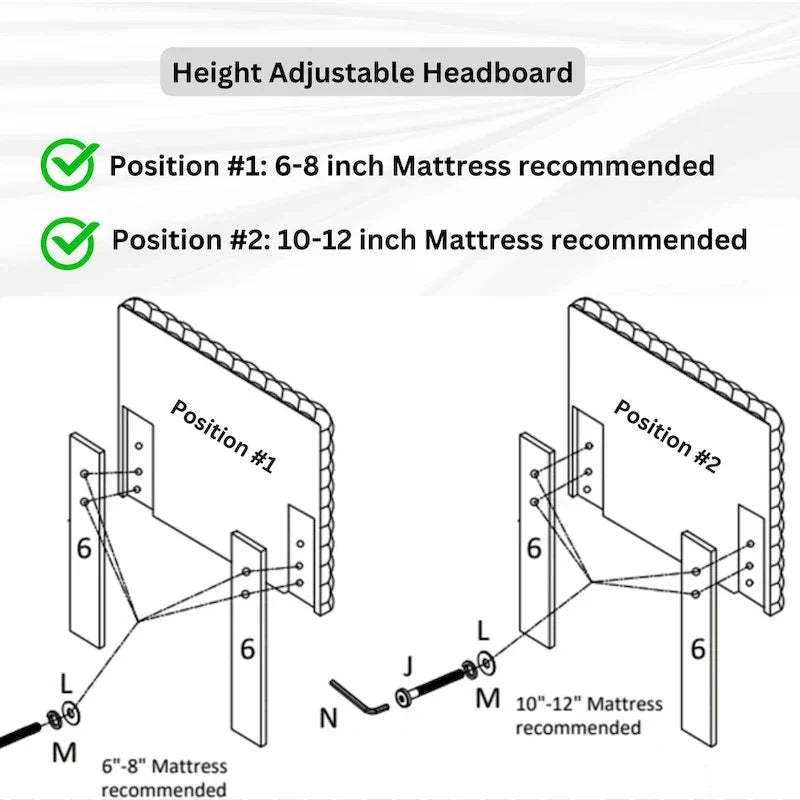 Full Platform Bed with Adjustable Headboard, Dove Fabric