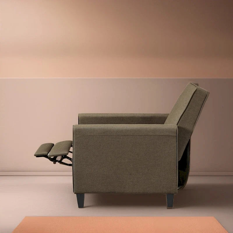 Relaxsessel mit Pushback-Funktion, kompakter Heimkinositz mit Armlehnen und verstellbarer Fußstütze, ideal für kleine Räume