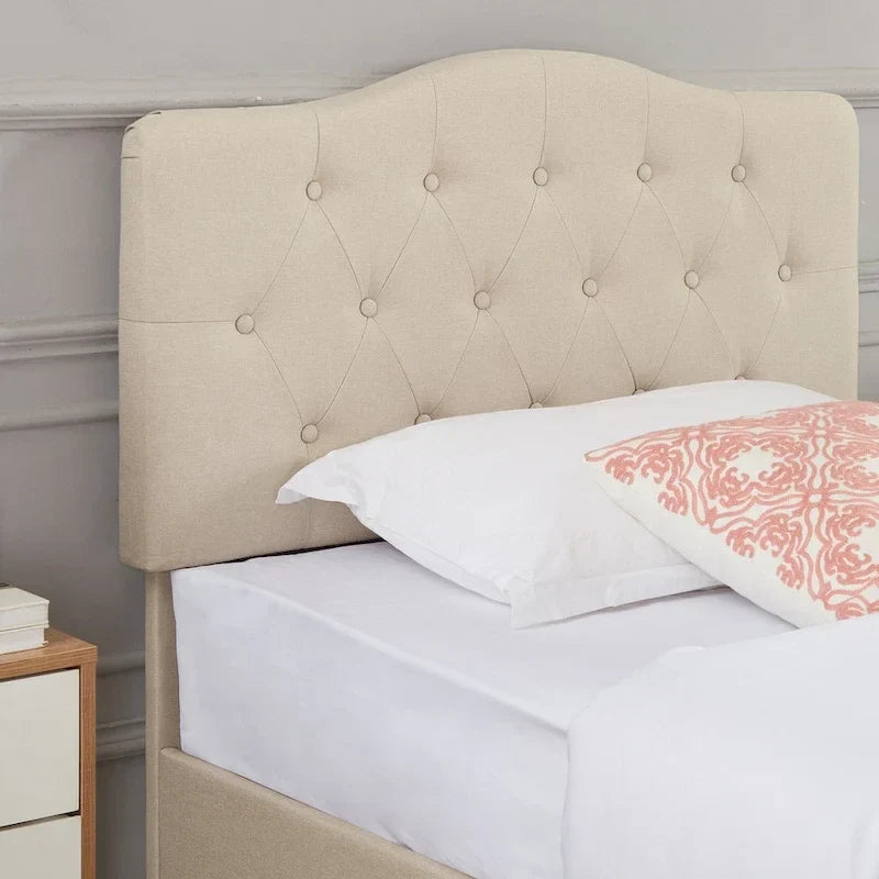 Tufted Upholstered Bed Frames With Adjustable Headboard