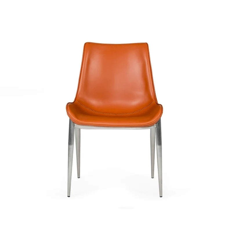 Chaise de salle à manger moderne en similicuir couleur cognac (lot de 2)