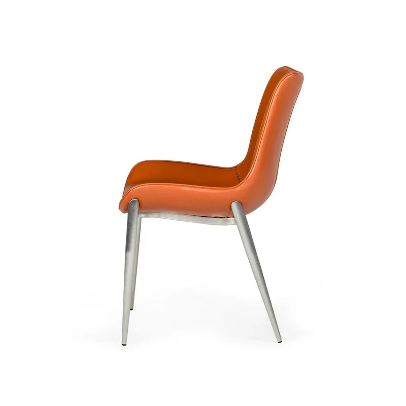 Chaise de salle à manger moderne en similicuir couleur cognac (lot de 2)
