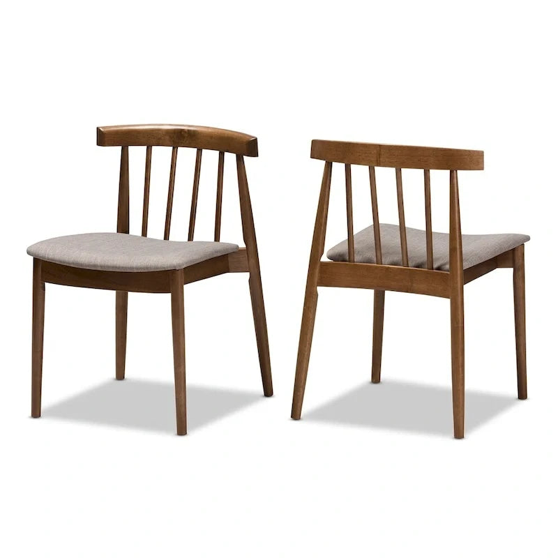 Esszimmerstuhl aus beigem Stoff im Mid-Century-Stil