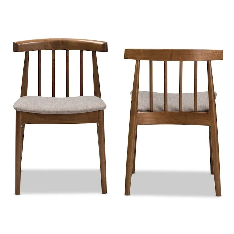 Esszimmerstuhl aus beigem Stoff im Mid-Century-Stil