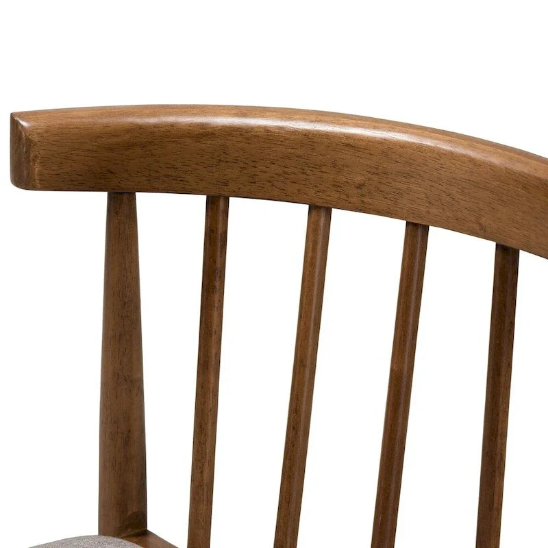 Esszimmerstuhl aus beigem Stoff im Mid-Century-Stil