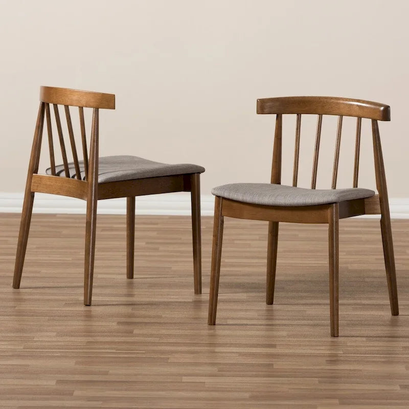 Mid-Century Beige Fabric Dining Chair