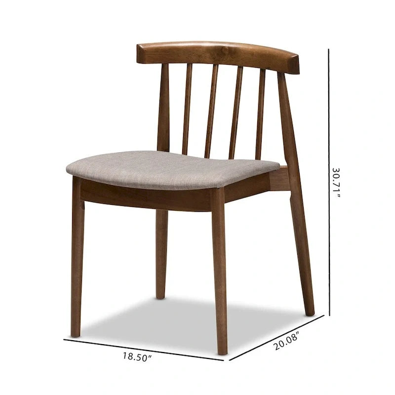 Mid-Century Beige Fabric Dining Chair