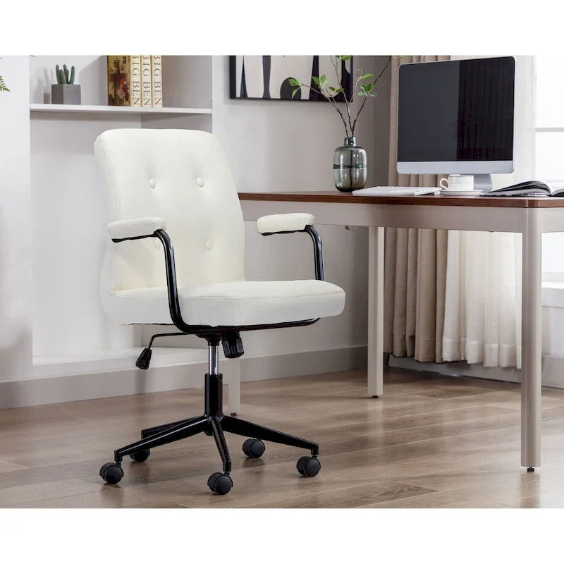 Faux Leather Office Chair with Steel Roller Base, Central Tilt System