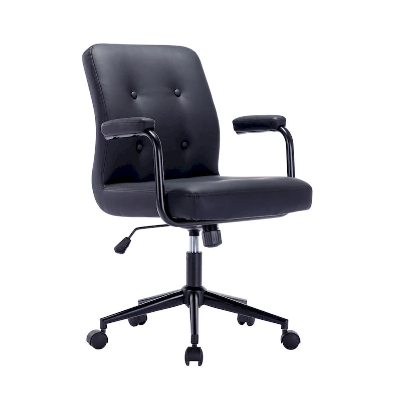 Faux Leather Office Chair with Steel Roller Base, Central Tilt System