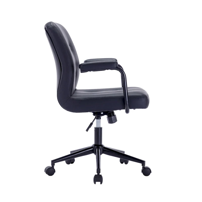 Faux Leather Office Chair with Steel Roller Base, Central Tilt System