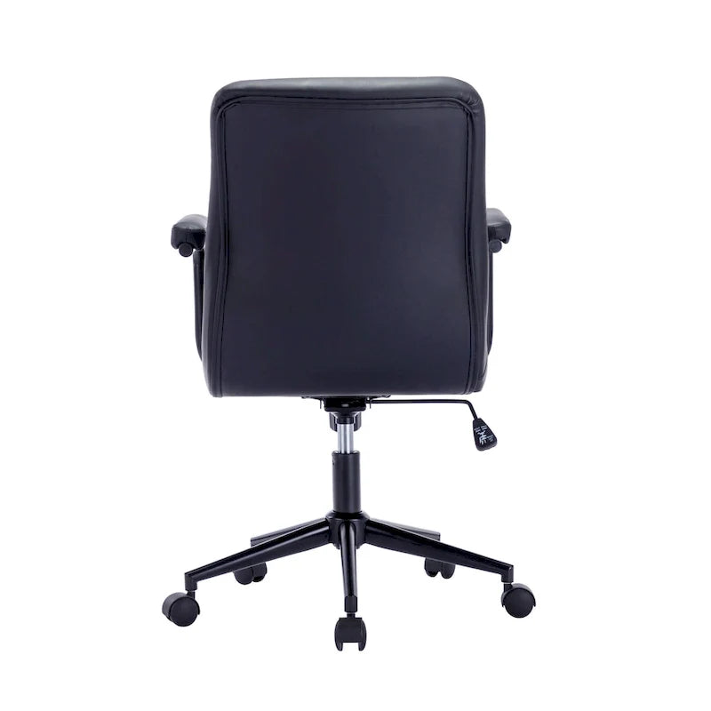 Faux Leather Office Chair with Steel Roller Base, Central Tilt System