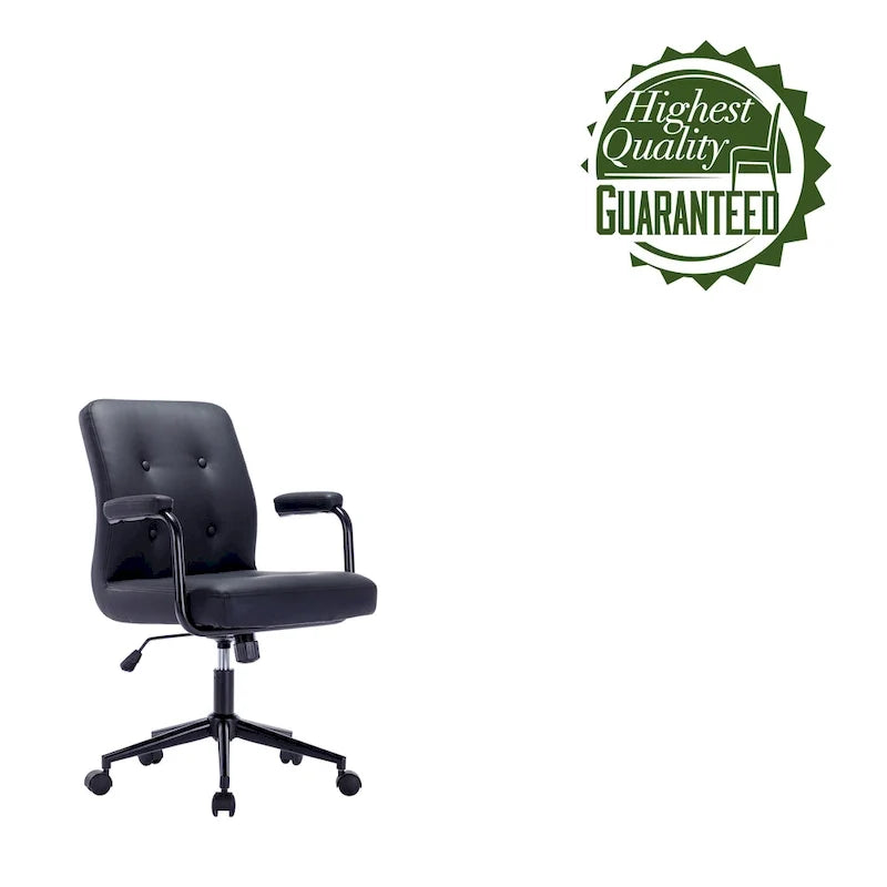 Faux Leather Office Chair with Steel Roller Base, Central Tilt System