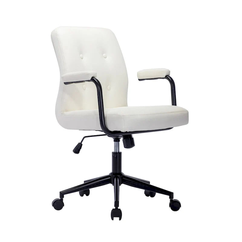 Faux Leather Office Chair with Steel Roller Base, Central Tilt System