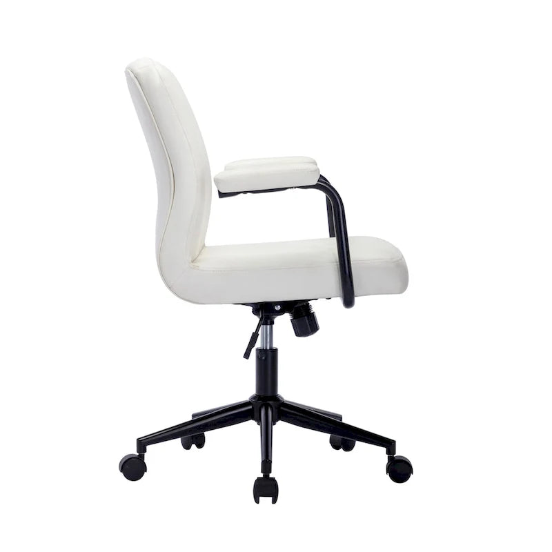 Faux Leather Office Chair with Steel Roller Base, Central Tilt System