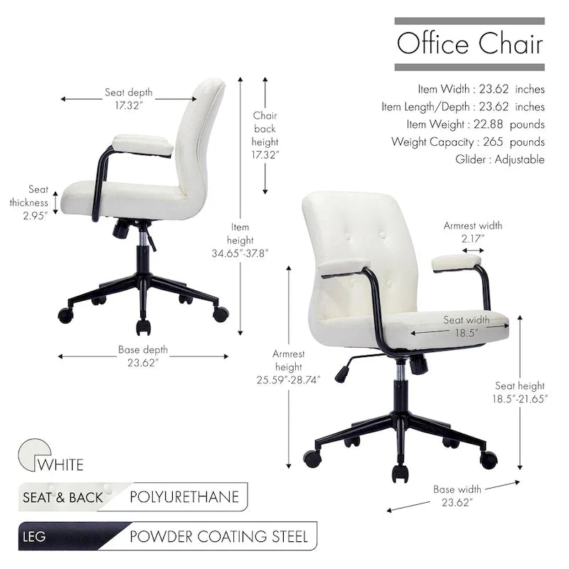 Faux Leather Office Chair with Steel Roller Base, Central Tilt System