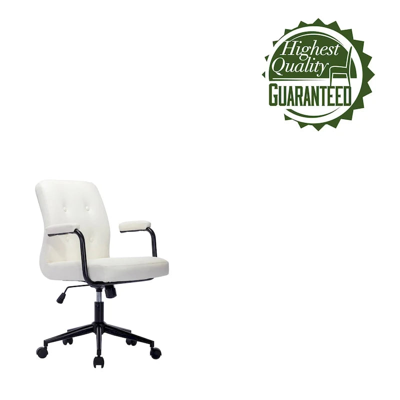 Faux Leather Office Chair with Steel Roller Base, Central Tilt System