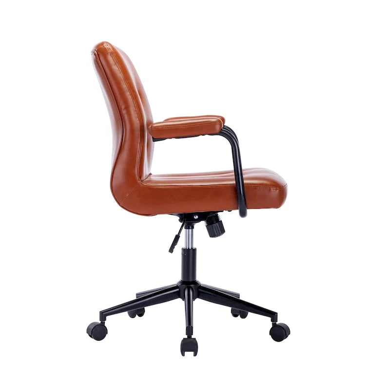 Faux Leather Office Chair with Steel Roller Base, Central Tilt System