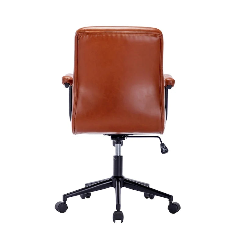 Faux Leather Office Chair with Steel Roller Base, Central Tilt System