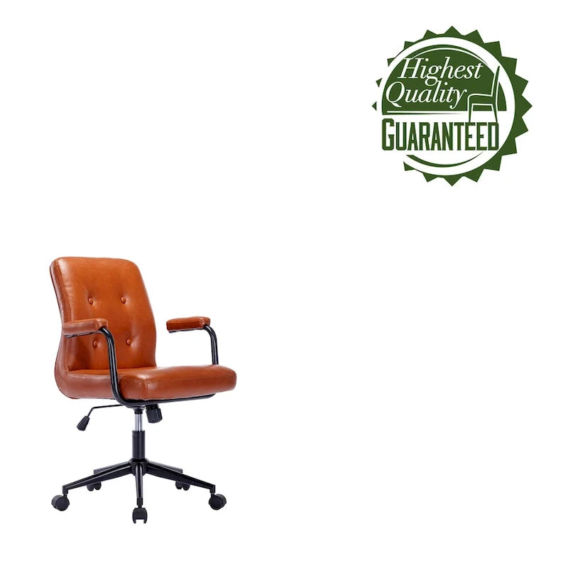 Faux Leather Office Chair with Steel Roller Base, Central Tilt System