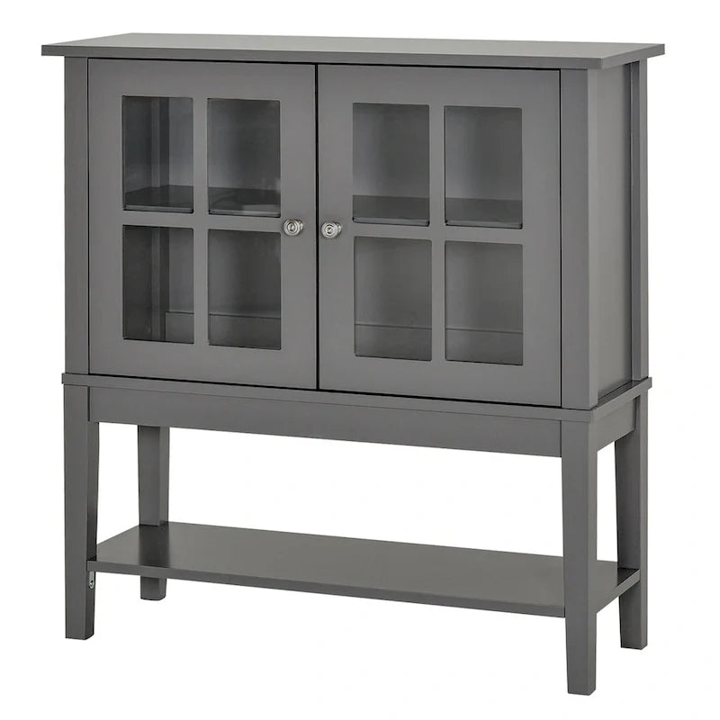 Modernes Küchen-Sideboard und Buffet-Schrank mit 2 schwenkbaren Glastüren und viel Stauraum