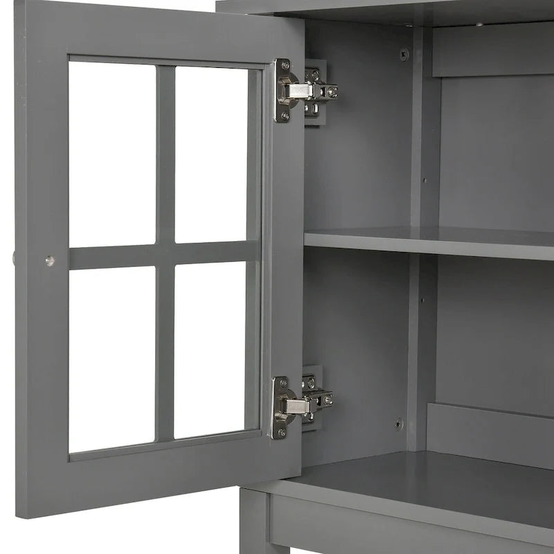 Modernes Küchen-Sideboard und Buffet-Schrank mit 2 schwenkbaren Glastüren und viel Stauraum