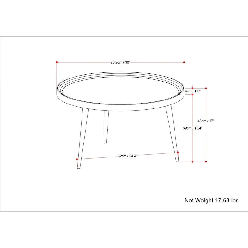 Moderner Couchtisch im Industrial-Stil in Cognac - 30 d x 30 w x 16 h