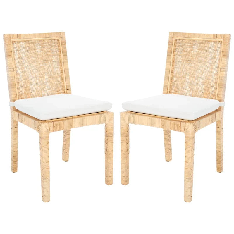 Esszimmerstuhl aus Rattan mit Kissen (2er-Set) - 21.7 W x 18.1 L x 38.6 H - 22W x 18D x 39H