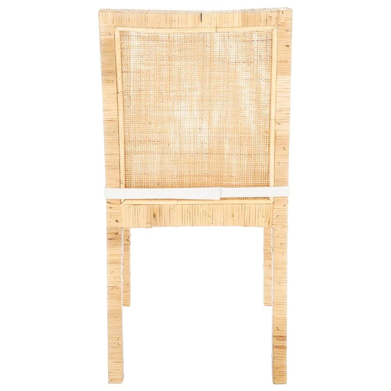 Silla de comedor de caña con cojín (juego de 2) - 21.7 W x 18.1 L x 38.6 H - 22W x 18D x 39H