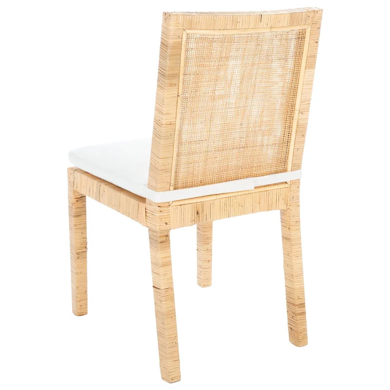 Silla de comedor de caña con cojín (juego de 2) - 21.7 W x 18.1 L x 38.6 H - 22W x 18D x 39H