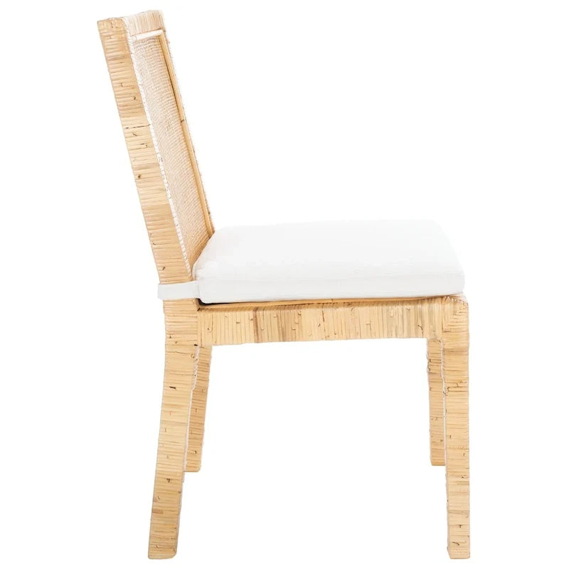 Silla de comedor de caña con cojín (juego de 2) - 21.7 W x 18.1 L x 38.6 H - 22W x 18D x 39H