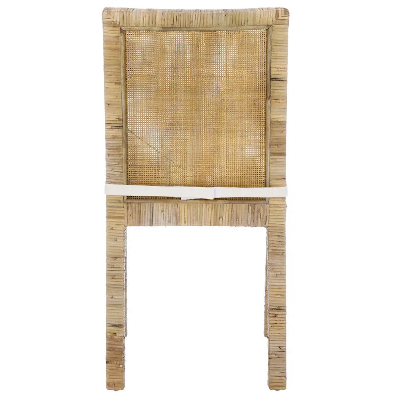 Silla de comedor de caña con cojín (juego de 2) - 21.7 W x 18.1 L x 38.6 H - 22W x 18D x 39H