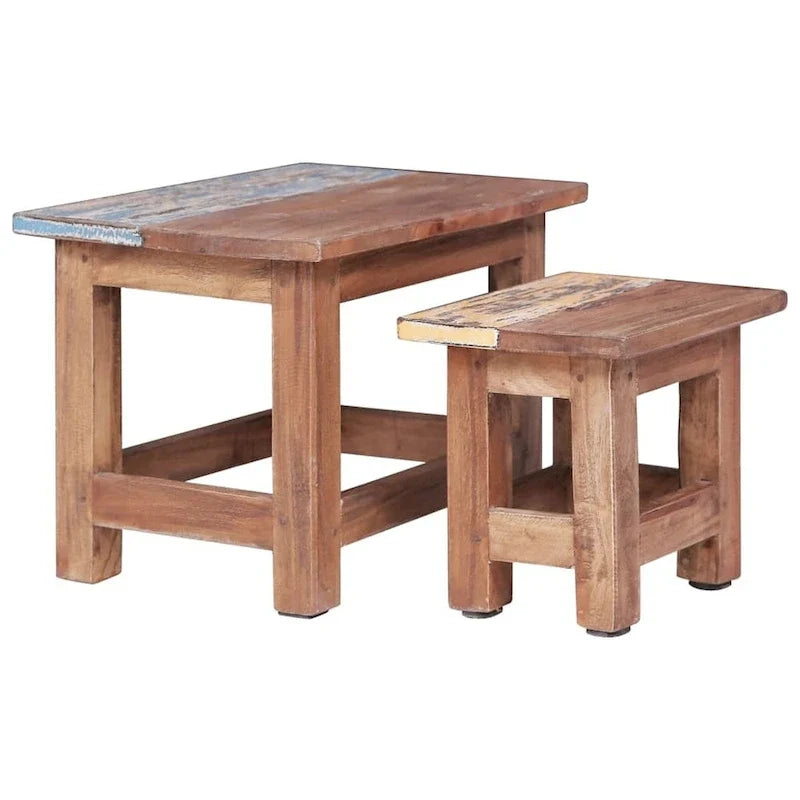 vidaXL Nesting Tables 2 pcs Solid Reclaimed Wood - 15.7 x 15.7 x 11.8