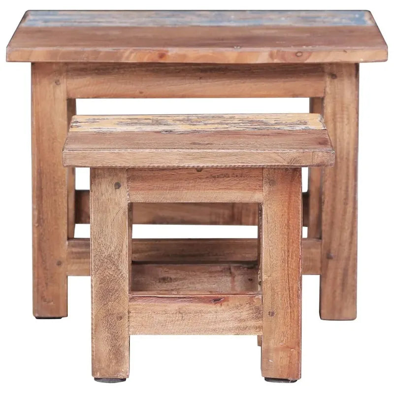 Nesting Tables 2 pcs Solid Reclaimed Wood - 15.7 x 15.7 x 11.8