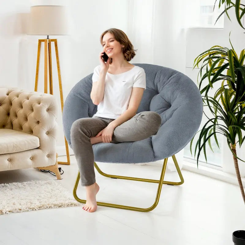 Fauteuil d’appoint confortable en lin, rembourré et capitonné de boutons, fauteuil de lecture pour le salon ou la chambre