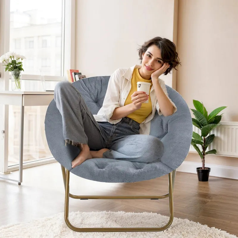Fauteuil d’appoint confortable en lin, rembourré et capitonné de boutons, fauteuil de lecture pour le salon ou la chambre