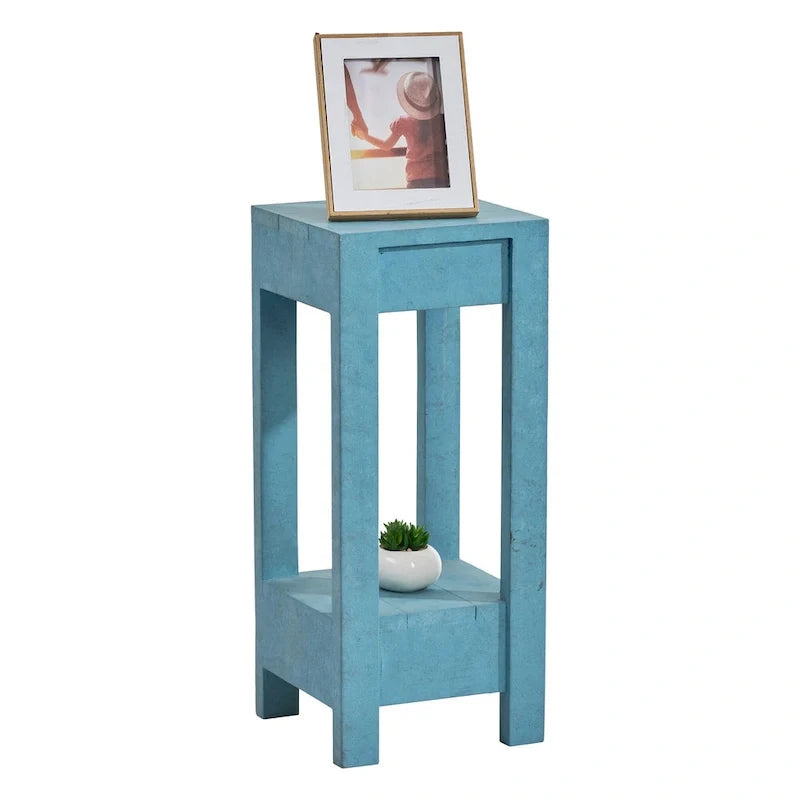 Petite table d’appoint carrée de 26 de haut, table de chevet pour chambre, à placer à côté du lit ou du canapé du salon, D11 * W10.6 * H26