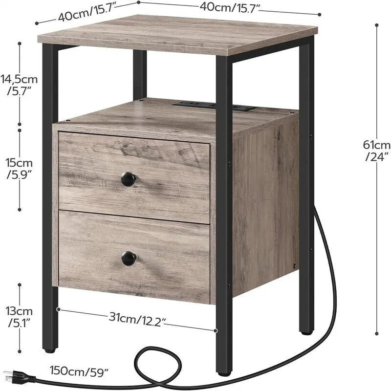 Table d’appoint avec station de recharge - 15.7D x 15.7W x 24H