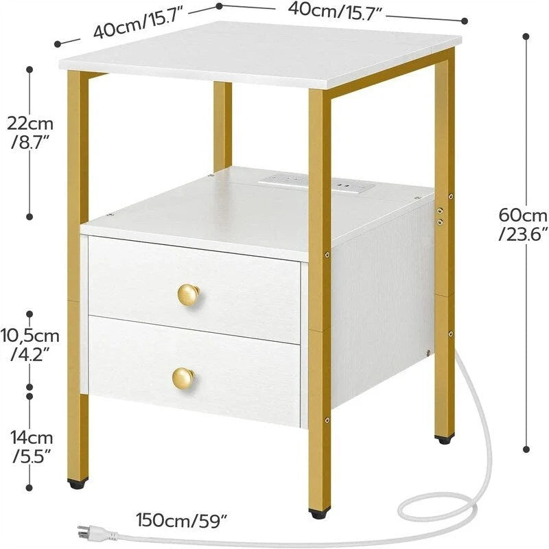 Table d’appoint avec station de recharge - 15.7D x 15.7W x 24H