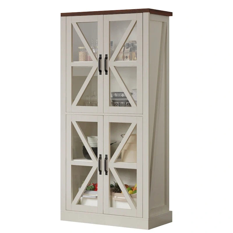 Armoire de cuisine autoportante de 66 de haut avec portes vitrées