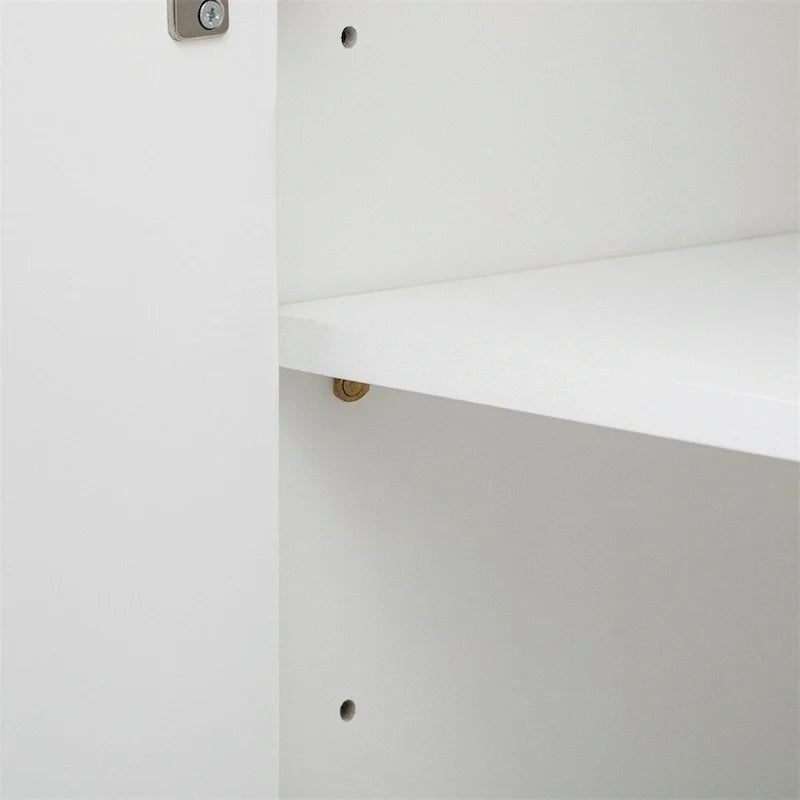 Wood Curved Corner Cabinet with Adjustable Shelves and 4 Door